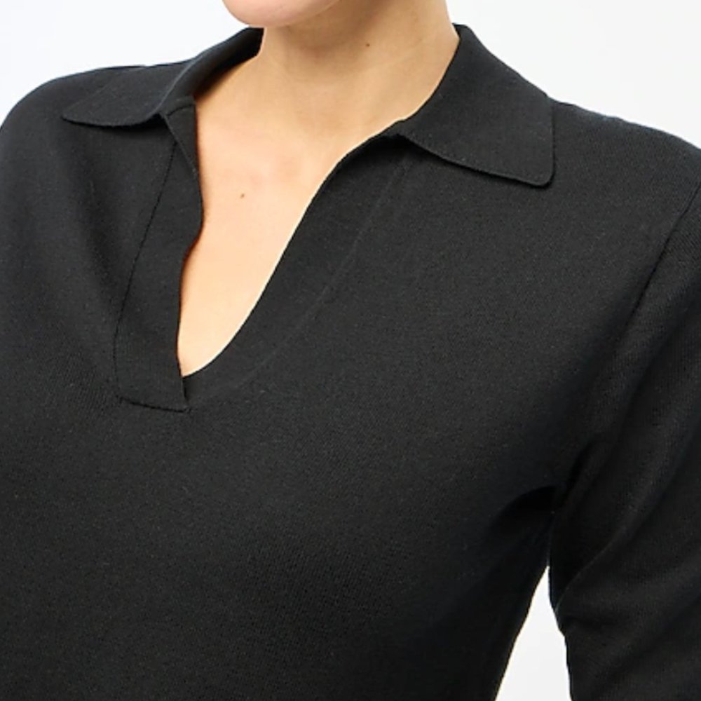 J Crew Long Sleeve Polo Cashmere Cotton Size XXS Black